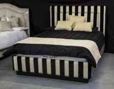 queen bed black white stripe